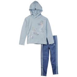 Adidas Little Girls Hooded Long Sleeve Tee Pajama Set