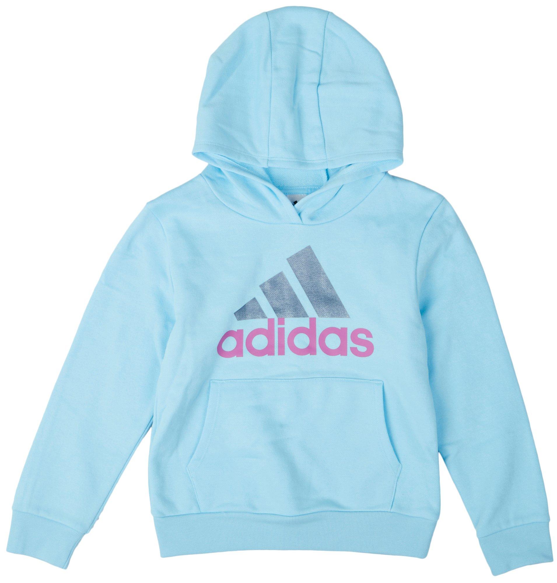 Adidas Little Girls 3 Stripes Long Sleeve Fleece Hoody