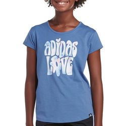 Adidas Big Girls Scoop 22 Cruved-Tail Graphic Tee