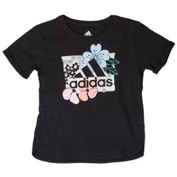 Little Girls Rolled Sleeve Floral Graphic Tee