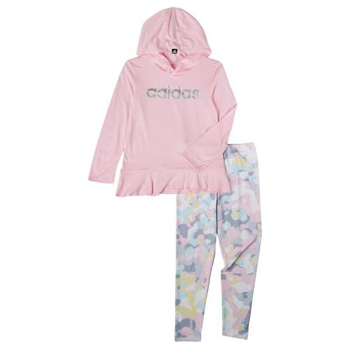 Adidas Little Girls Long Sleeve Hoody Pajama Set