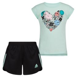 Adidas Little Girls 2-pc. Heart Sport Short Set