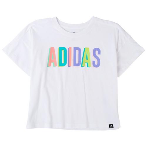 Adidas Big Girls Oversized Logo Screen Print T-Shirt
