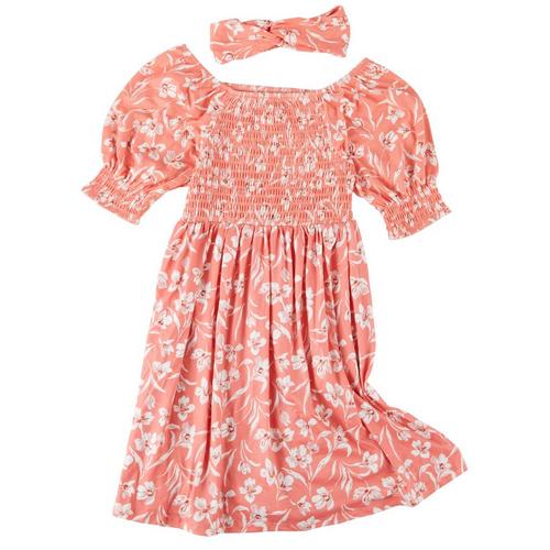 Speechless Big Girls 2-pc. Puff Sleeve Floral Smocked