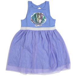 Little Girls Seashell Sequin Sleeveless Tulle Dress