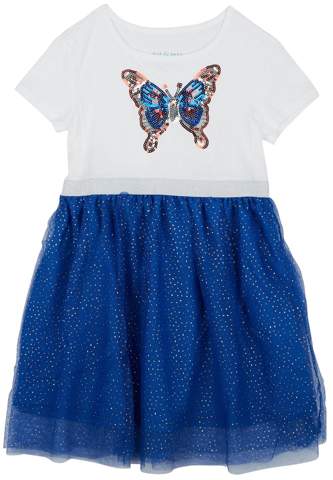 Little Girls Americana Butterfly Sequin Tutu Dress