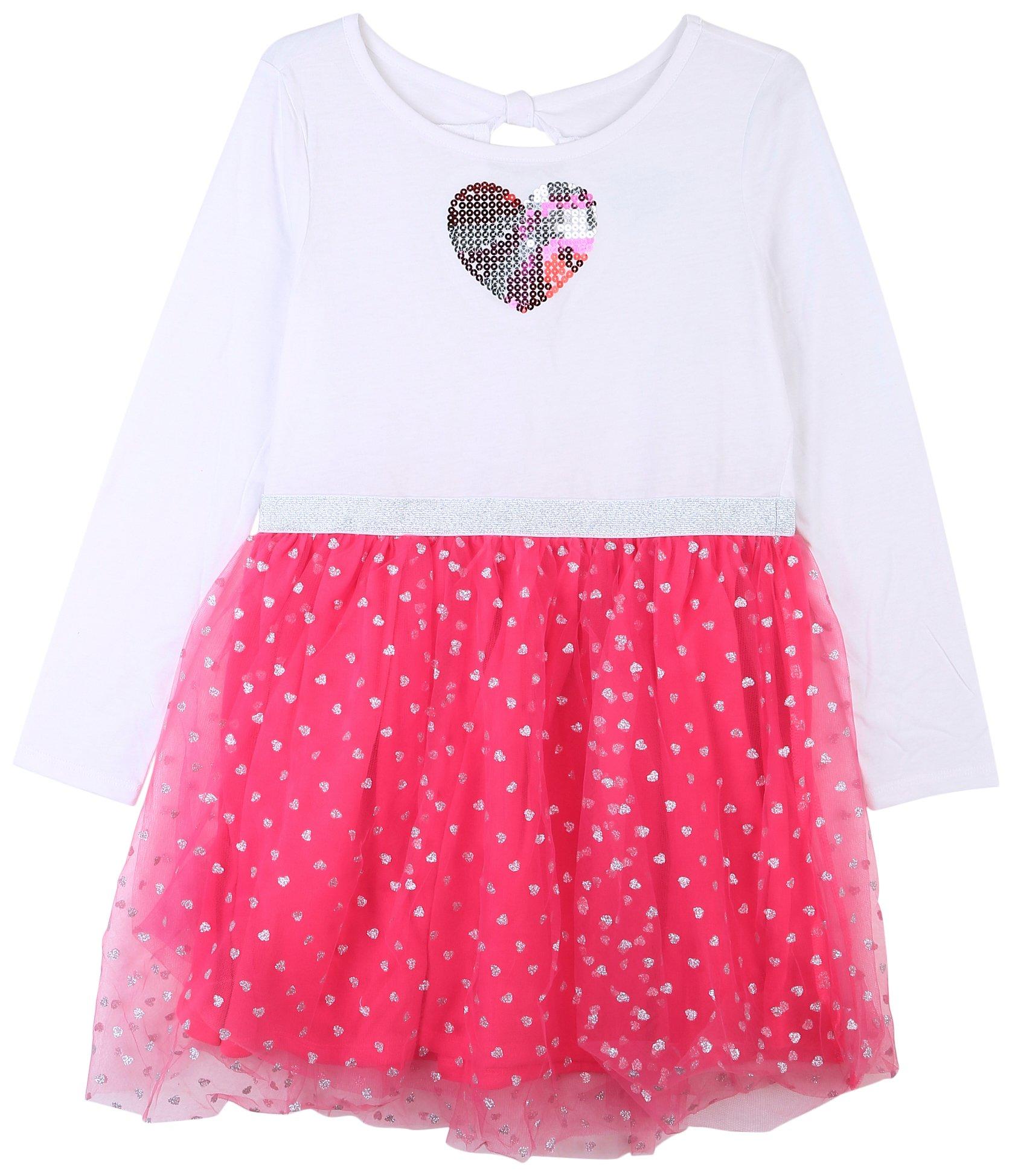 Little Girls Sequin Heart Tutu Dress