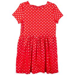 DOT & ZAZZ Little Girls Red Foil Heart Tiered Dress