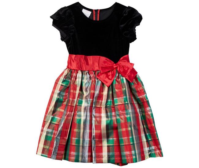 Bonnie Jean Little Girls 2T-6X 3/4 Sleeve Fit And Flare Velvet