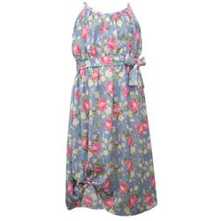 Bonnie Jean Big Girls Floral Printed Gauze Sleeveless Dress