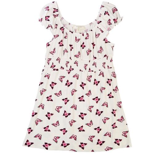 No Comment Big Girls Butterfly Smocked Sleeveless Dress