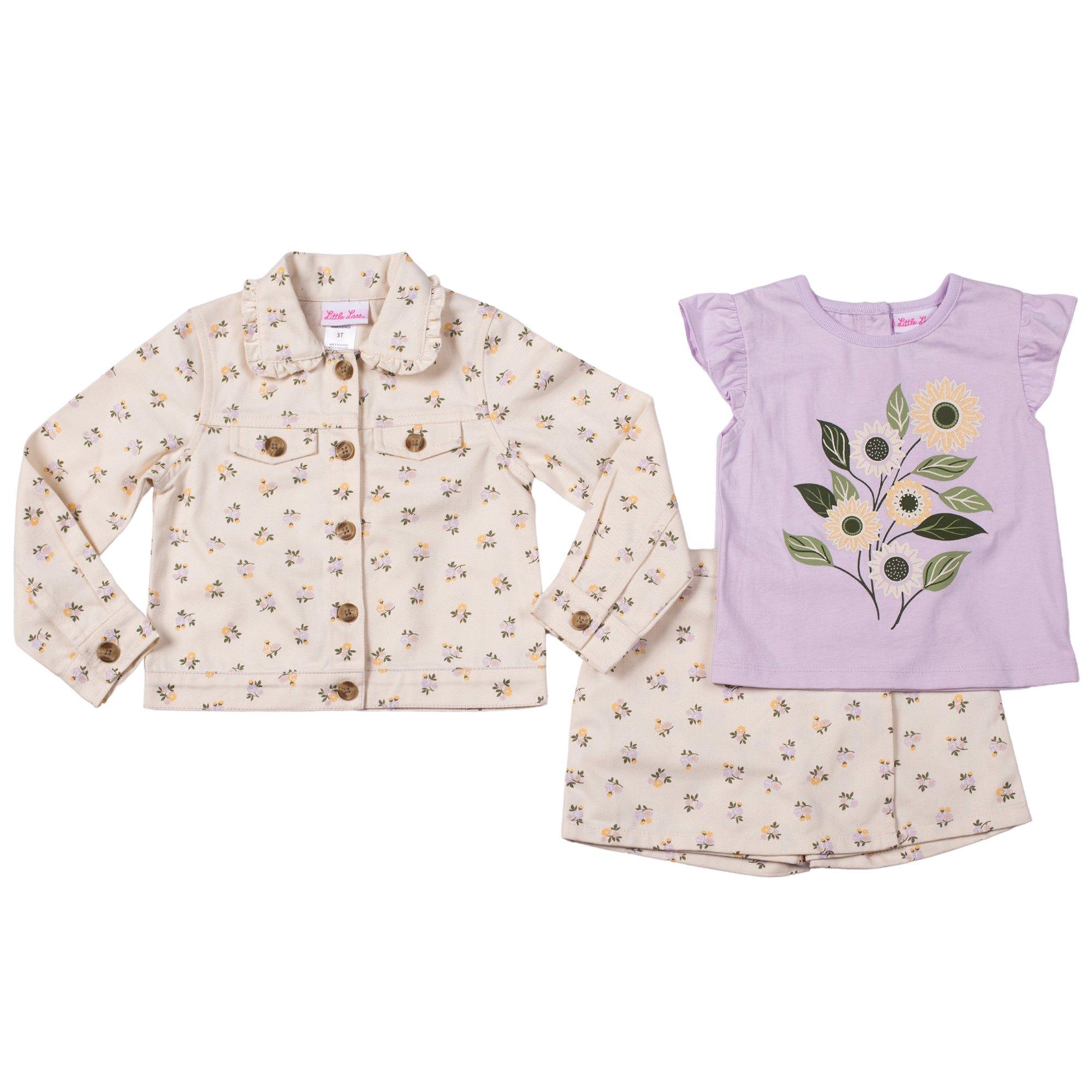 Little Girls 3 Pc Floral Jacket Set