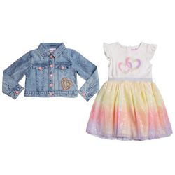 Little Lass Little Girls 2 Pc Denim Jacket Dress Set