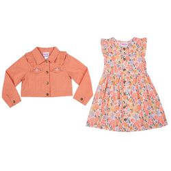 Little Lass Little Girls 2 Pc. Jacket Floral Print Dress Set