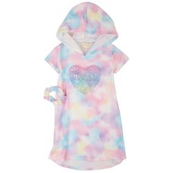 Btween Little Girls Dream Sequin Tie Dye Hooded Dress