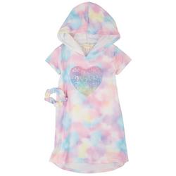Little Girls Dream Sequin Tie Dye Hooded Dress