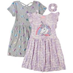 Little Girls 2-pk. Unicorn Tie Dye Dress Set