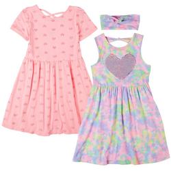 Big Girls 2-pk. Tie Dye Heart Sequin Dress Set