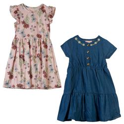 Little Girls 2-pk. Knit And Denim Dress Set