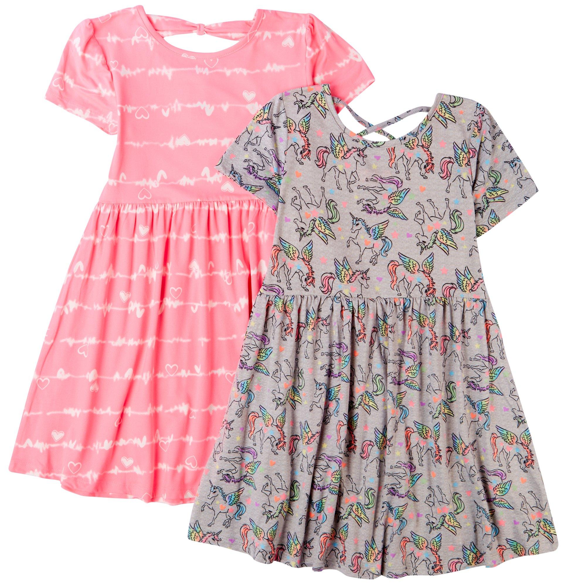 Big Girls 2-pk. Unicorn Tie Dye Dress Set