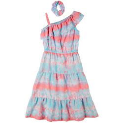 Little Girls Tie Dye One Shoulder Dress