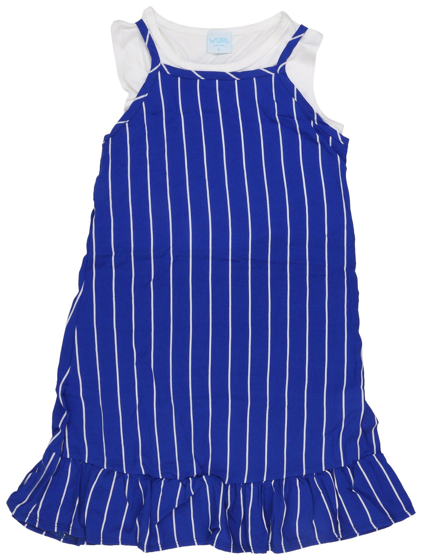 Big Girls 2-pc. Blue Stripe Dress Tank Top Set