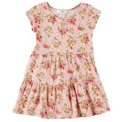Little Girls Floral Print Tiered Dress