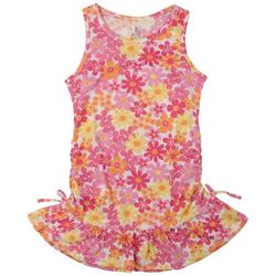 Little Girls Cotton Candy Floral Sleeveless Strap Dress