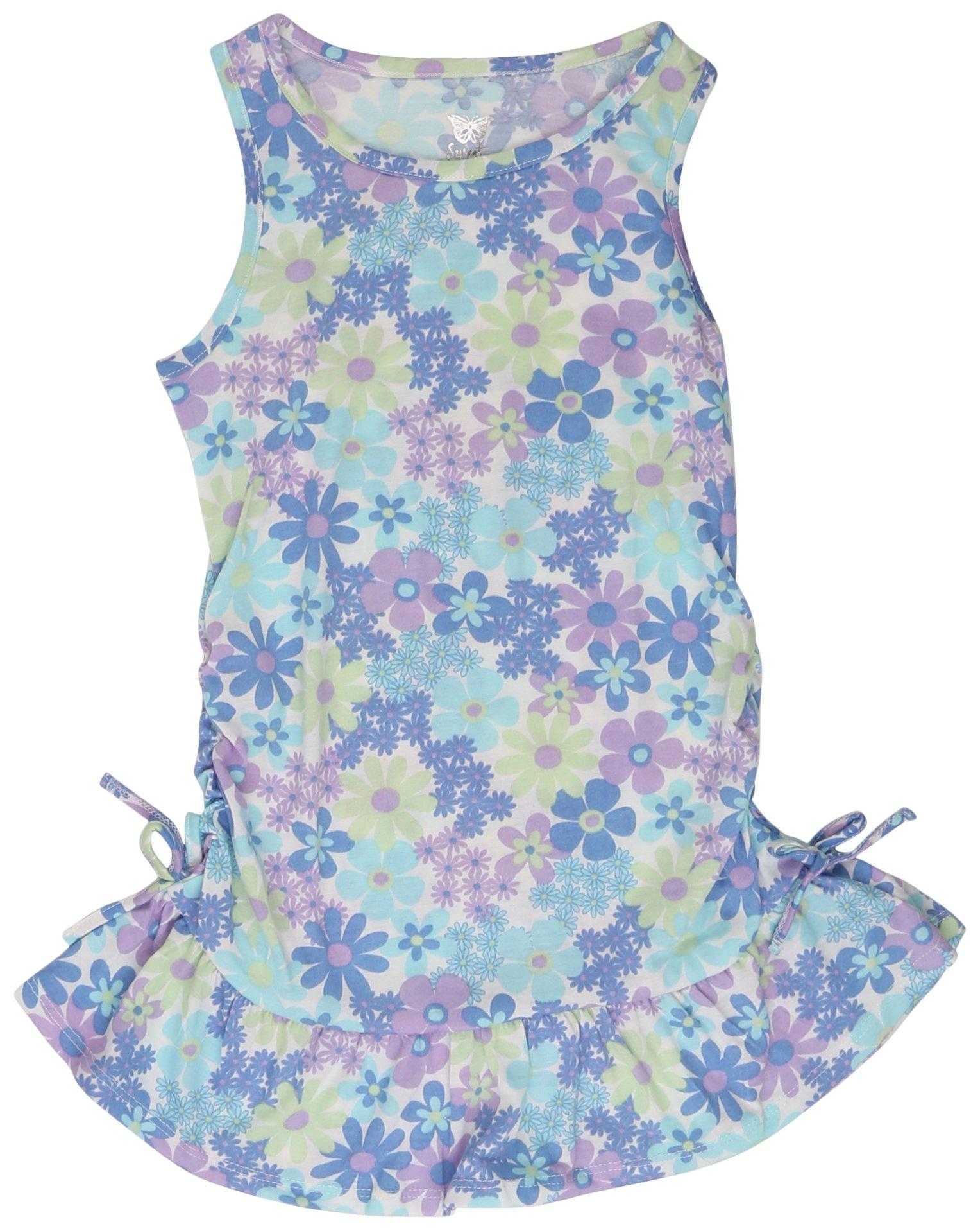Little Girls Floral Sleeveless Strap Dress