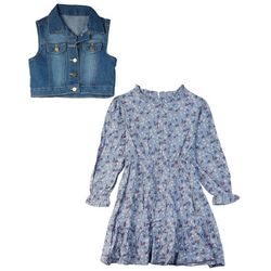 Little Girls 2-pc. Denim Vest & Dress  Set