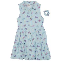 SWEET BUTTERFLY Little Girls 2-pc Set Butterfly Shirt Dress