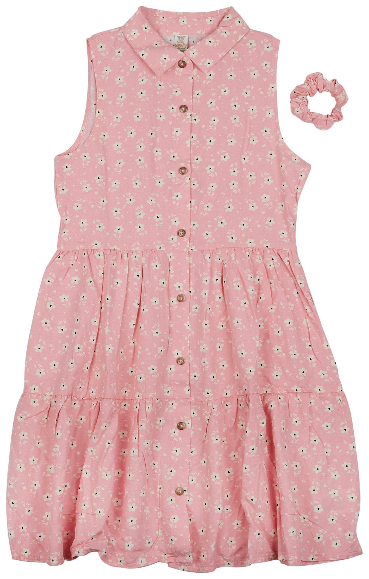 Big Girls 2-pc Set Floral Shirt Dress