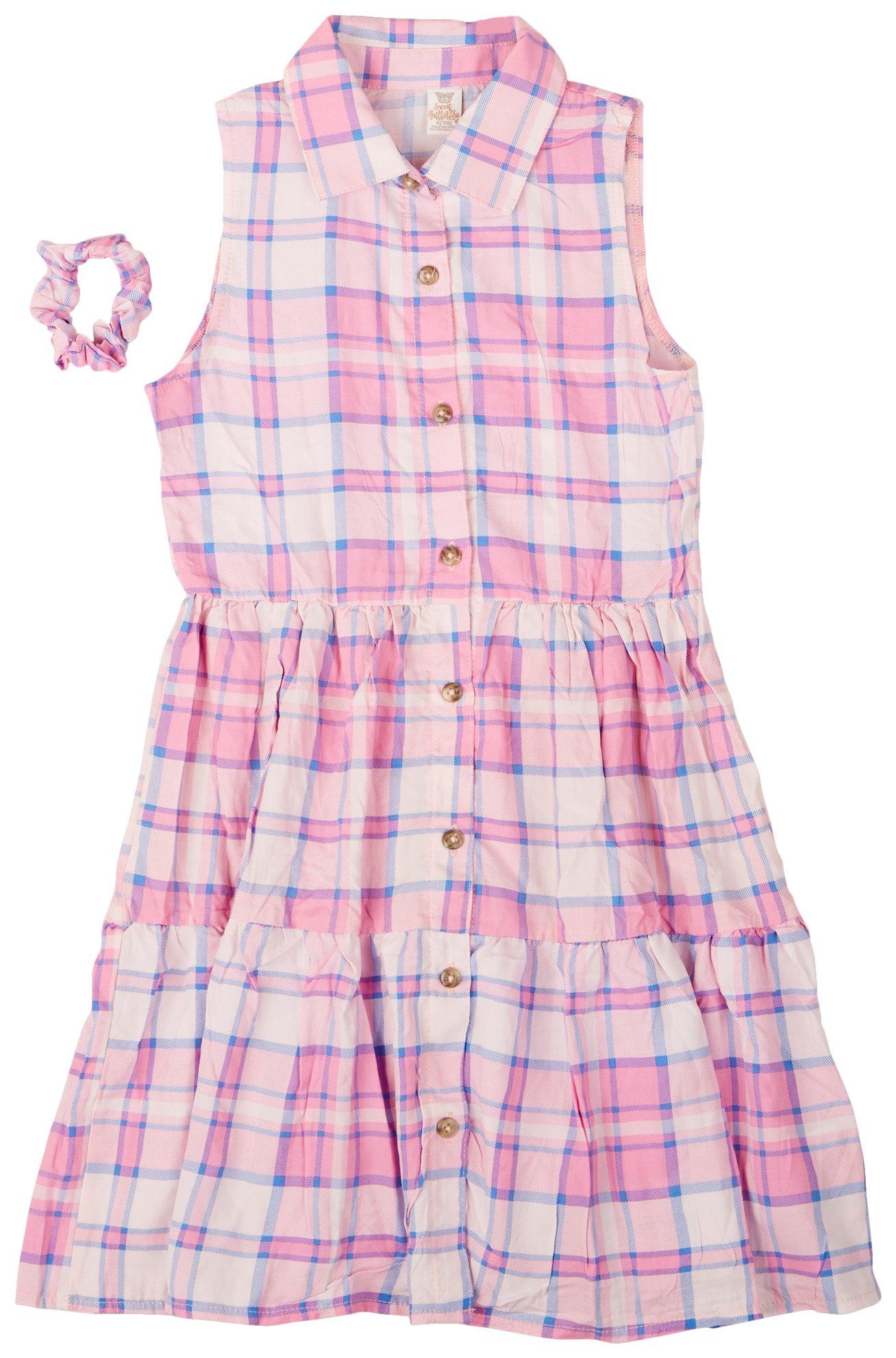 Big Girls 2-pc Set Plaid Shirt Dress