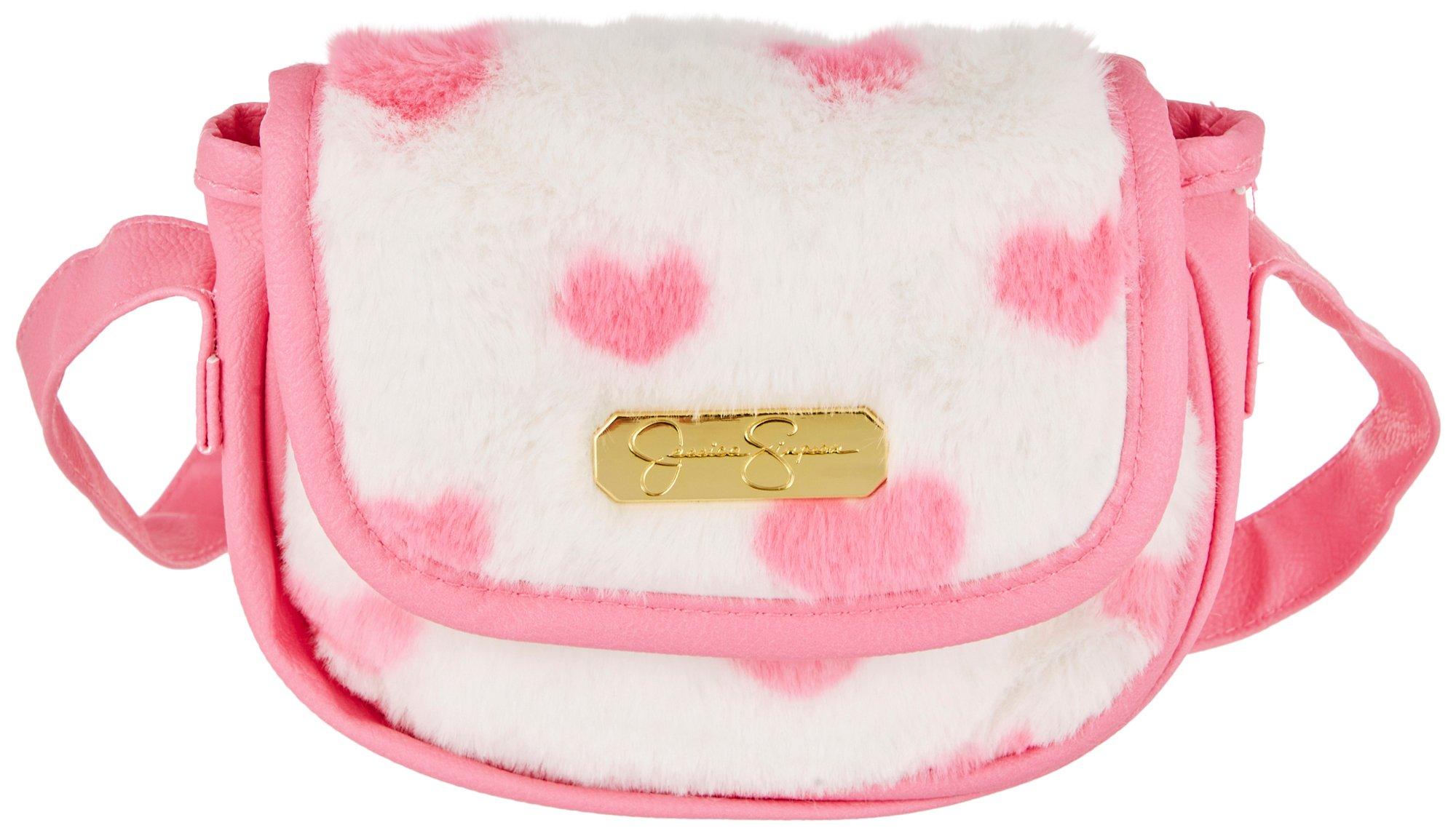 Jessica Simpson Girls Heart Fur Crescent Shoulder Bag