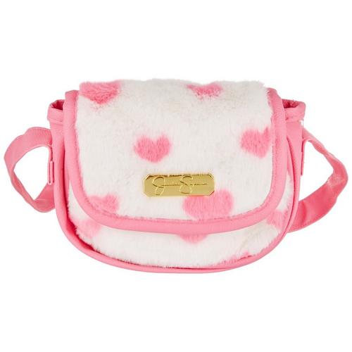 Jessica Simpson Girls Heart Fur Crescent Shoulder Bag