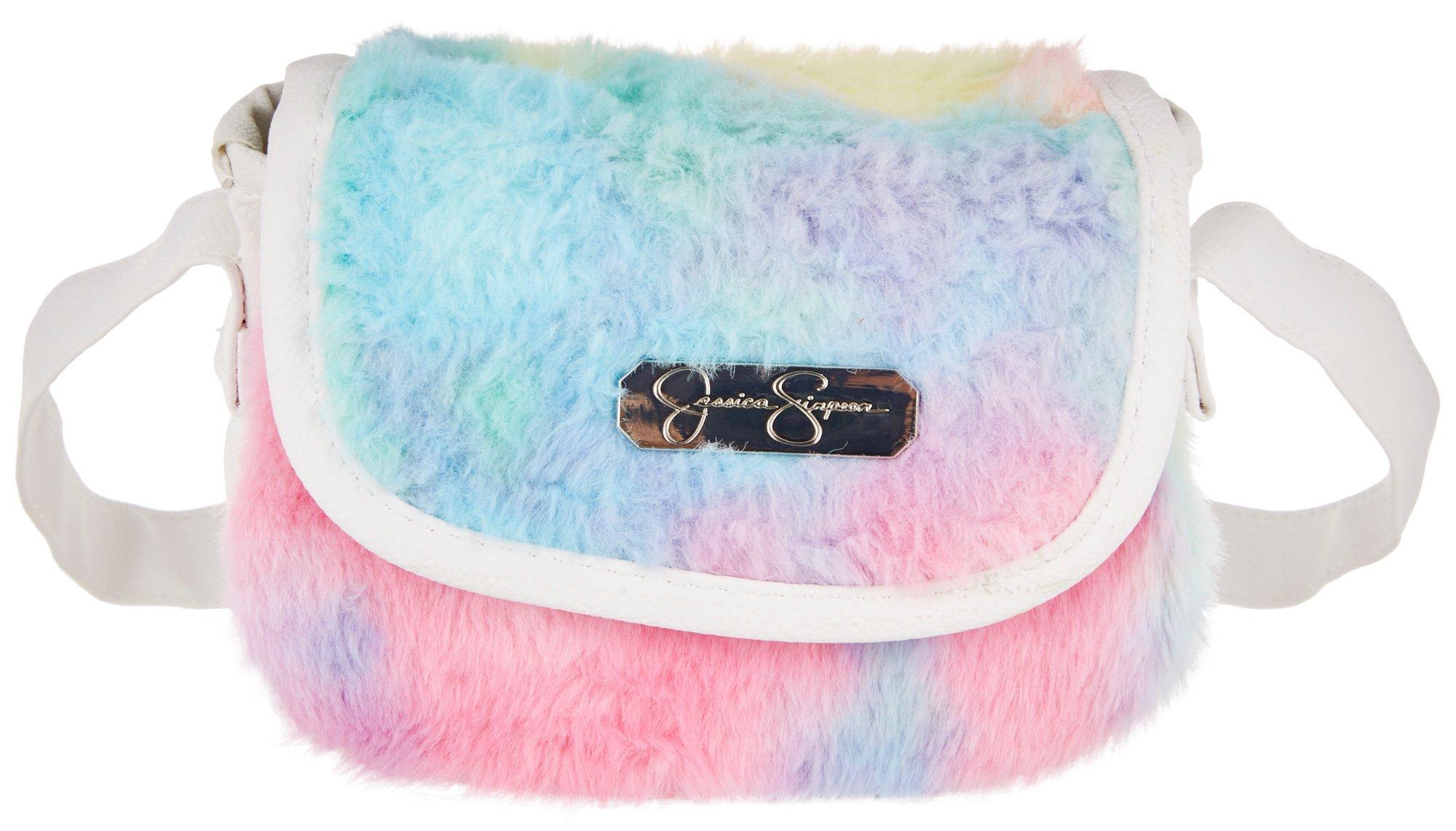 Rainbow Fur Crescent Shoulder Bag