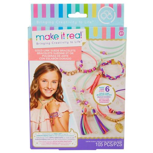 Make It Real Girls Gold-Link Suede Bracelet Kit