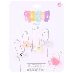 Girls 5-pc. Rainbow Heart Ring Set