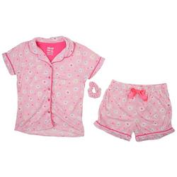 Big Girls 3-pc. Daisy Stripe Coat Pajama Set