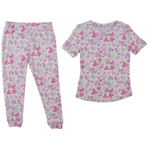 Little Girls 2-pc. Heart Print Pajama Set