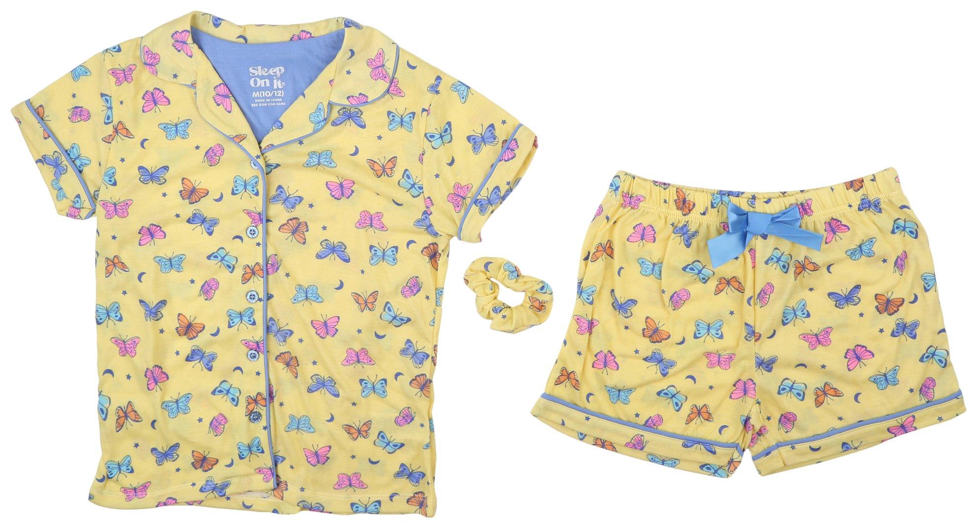 Big Girls 3-pc. Butterfly Coat Pajama Set