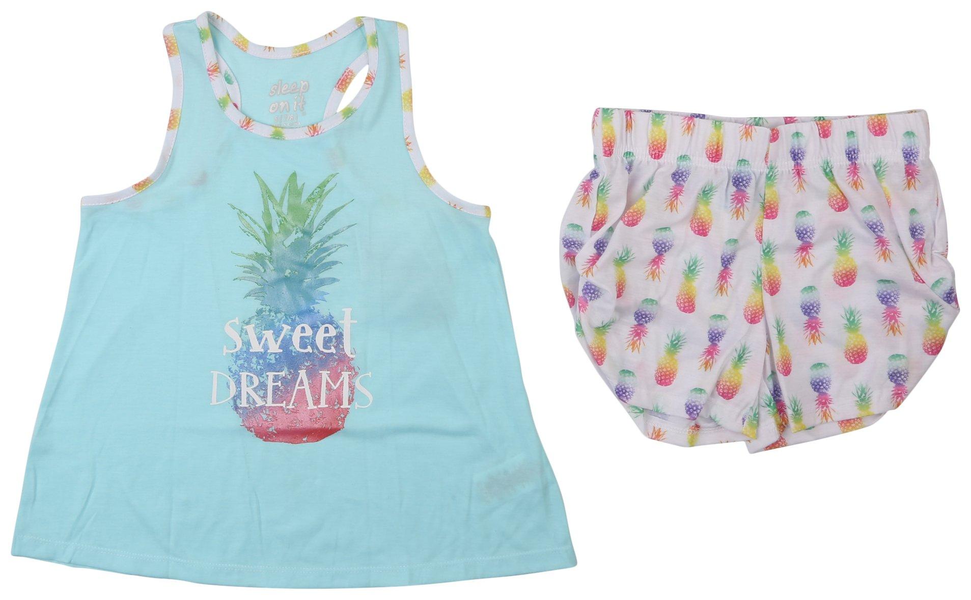 Sleep On It Big Girls 2-pc.Pineapple Pajama Set