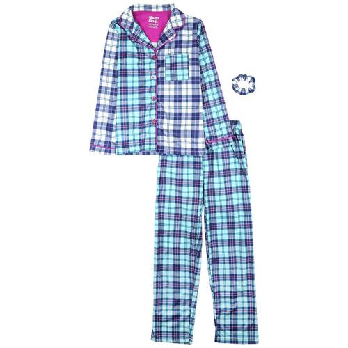 Big Girls 3-pc. Long Sleeve Plaid Coat Pajama