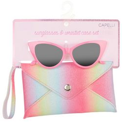 Capelli Girls 2-pc Sunglasses and Ombre Glitter Wristlet Set