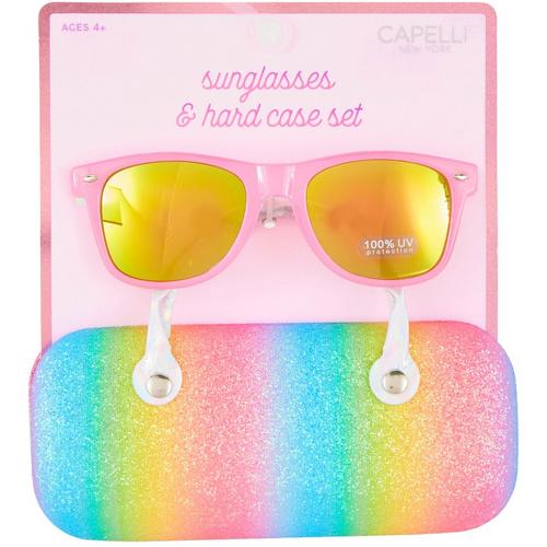 Capelli Girls 2-pc. Sunglasses and Rainbow Ombre Case