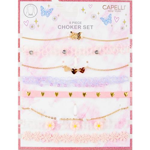 Capelli Girls 8-pc. Butterfly & Heart Choker Set