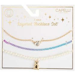 Capelli New York Girls 3 Piece Layered Necklace Set