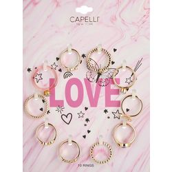Capelli  Girls 10-pc. Butterfly, Heart, & Diamond  Ring Set