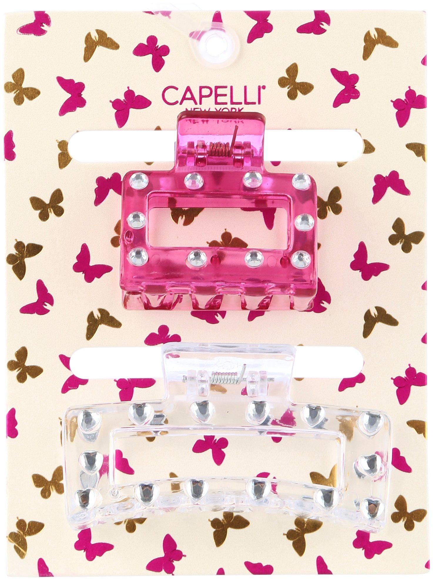 Capelli NY Girls 2pk Claw Clips On Card Play Collection Set
