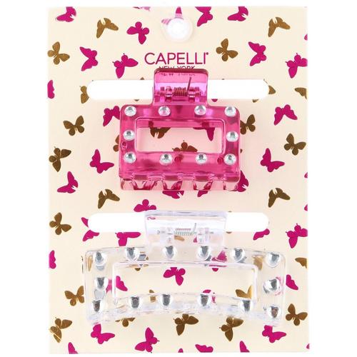 Capelli NY Girls 2pk Claw Clips On Card
